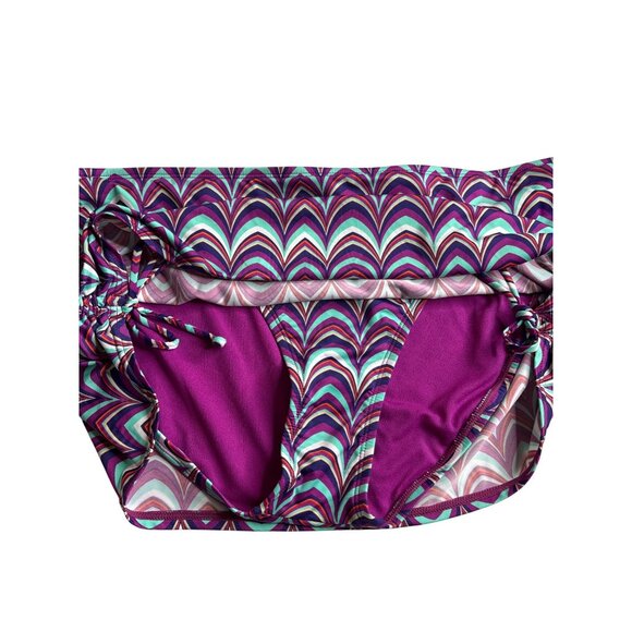 Apt. 9 Swim Skirt Bottoms Size 16 Multicolor Chevron Print Ruched Tie Sides New - Picture 2 of 7